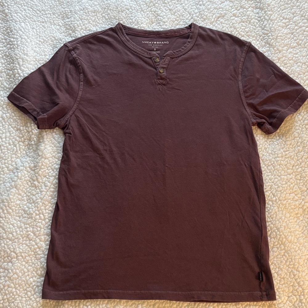 Lucky Brand Men's Rust Brown  Short Sleeve Henley